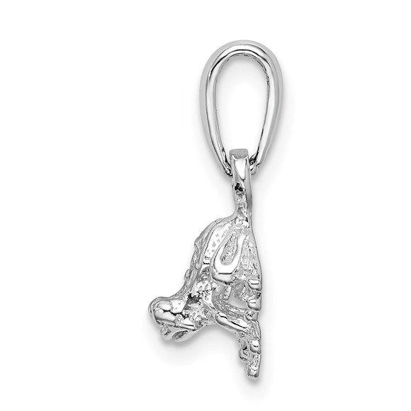 925 Sterling Silver Rhodium-plated Polished Mini Frog Necklace Charm Pendant - Picture 2 of 4